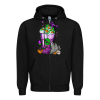 Black Halloween Cold Drink Frappe With Tombstone Zipper Hoodie - FaDigitalArtStudio