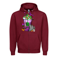 Burgundy Halloween Cold Drink Frappe With Tombstone Zipper Hoodie - FaDigitalArtStudio