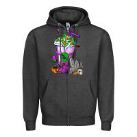 Charcoal Heather Halloween Cold Drink Frappe With Tombstone Zipper Hoodie - FaDigitalArtStudio