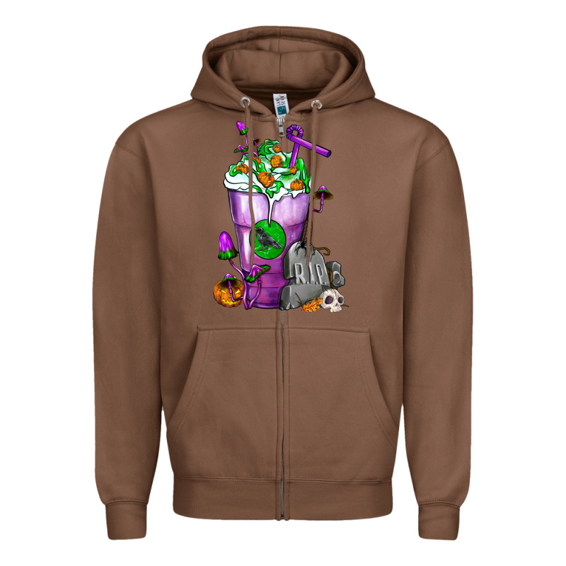 Halloween Cold Drink Frappe With Tombstone Zipper Hoodie by FaDigitalArtStudio | Teevron