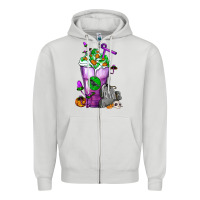 Dove Grey Halloween Cold Drink Frappe With Tombstone Zipper Hoodie - FaDigitalArtStudio