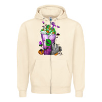 Sandshell Halloween Cold Drink Frappe With Tombstone Zipper Hoodie - FaDigitalArtStudio