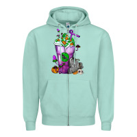 Seafoam Halloween Cold Drink Frappe With Tombstone Zipper Hoodie - FaDigitalArtStudio