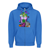 True Royal Halloween Cold Drink Frappe With Tombstone Zipper Hoodie - FaDigitalArtStudio