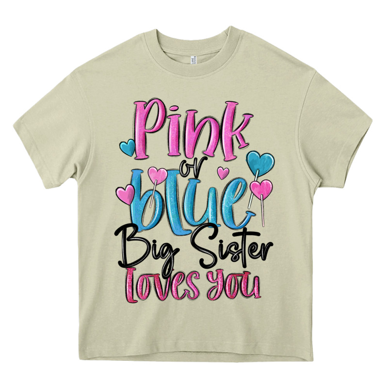 Pink Or Blue Big Sister Loves You Heavy Core Tee by MaliasSmallBusiness | Teevron