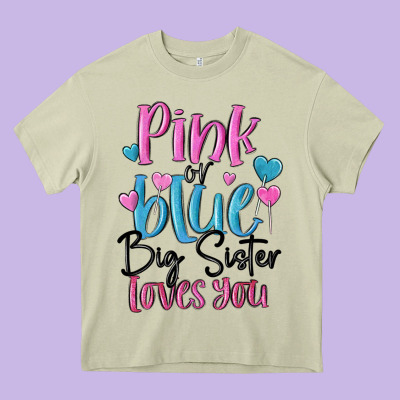 Pink Or Blue Big Sister Loves You Heavy Core Tee Designed By Maliassmallbusiness