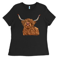 Black highland cow Ladies Tee - RanaPortraitStore