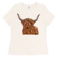 Bone highland cow Ladies Tee - RanaPortraitStore