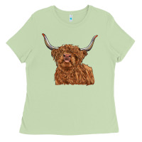 Matcha highland cow Ladies Tee - RanaPortraitStore