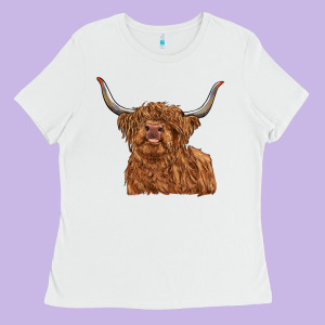 Highland Cow Ladies Tee Designed By Ranaportraitstore