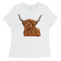 White highland cow Ladies Tee - RanaPortraitStore