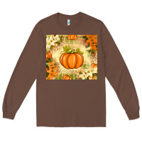 Chestnut Fall Pumpkins with Flowers Long Sleeve Tee - texasbilliewilder