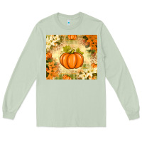 Matcha Fall Pumpkins with Flowers Long Sleeve Tee - texasbilliewilder