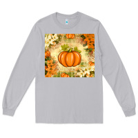 Moon Dust Fall Pumpkins with Flowers Long Sleeve Tee - texasbilliewilder