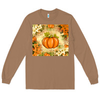 Toasted Coconut Fall Pumpkins with Flowers Long Sleeve Tee - texasbilliewilder