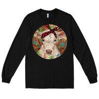 Black Christmas Charolais Calf Baby Cow Long Sleeve Tee - RanaPortraitStore