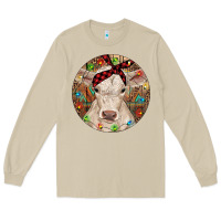Mushroom Christmas Charolais Calf Baby Cow Long Sleeve Tee - RanaPortraitStore