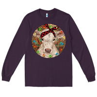 Plum Christmas Charolais Calf Baby Cow Long Sleeve Tee - RanaPortraitStore