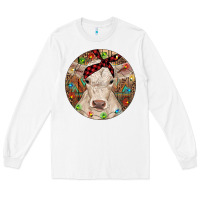 White Christmas Charolais Calf Baby Cow Long Sleeve Tee - RanaPortraitStore