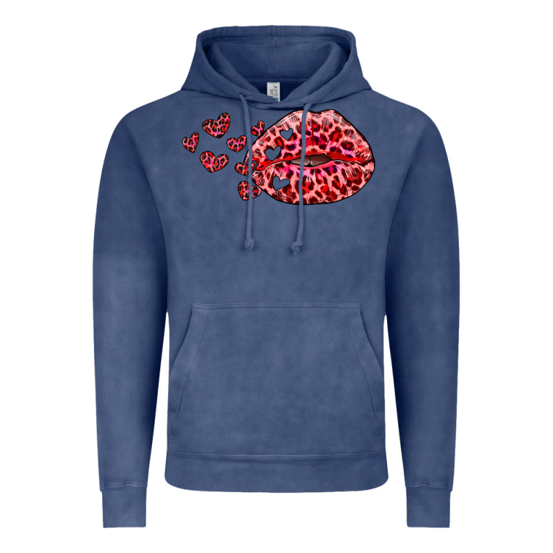 Kiss With Leopard And Hearts Vintage Hoodie by RanaPortraitStore | Teevron