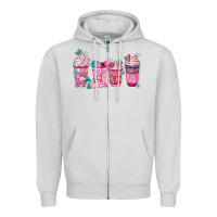 Dove Grey Breast Cancer Coffee Cups Zipper Hoodie - FaDigitalArtStudio