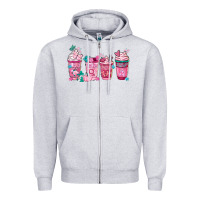 Heather Grey Breast Cancer Coffee Cups Zipper Hoodie - FaDigitalArtStudio