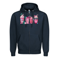 Navy Breast Cancer Coffee Cups Zipper Hoodie - FaDigitalArtStudio