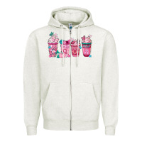 Oatmeal Heather Breast Cancer Coffee Cups Zipper Hoodie - FaDigitalArtStudio