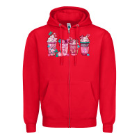 Red Breast Cancer Coffee Cups Zipper Hoodie - FaDigitalArtStudio