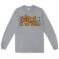 Heather Grey Gobble Til You Wobble with Turkey Long Sleeve Tee - texasbilliewilder