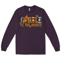 Plum Gobble Til You Wobble with Turkey Long Sleeve Tee - texasbilliewilder