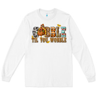 White Gobble Til You Wobble with Turkey Long Sleeve Tee - texasbilliewilder