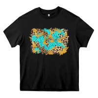 Black glitter leopard turquoise background Heavy Core Tee - AdoDesignShop