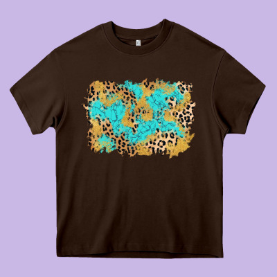 Glitter Leopard Turquoise Background Heavy Core Tee Designed By Adodesignshop