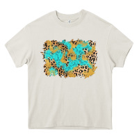 Cream glitter leopard turquoise background Heavy Core Tee - AdoDesignShop