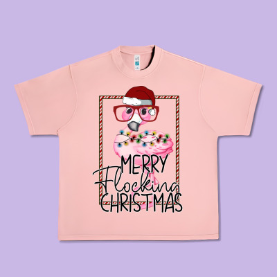 Merryy Flocking Christmas Flamingo Urban Heavy Tee Designed By Bettercallsaul