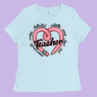 Valentine's Day Pencil Heart Teacher Quotes Ladies Tee Designed By Maliassmallbusiness