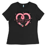 Black valentine's day pencil heart teacher quotes Ladies Tee - MaliasSmallBusiness
