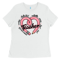White valentine's day pencil heart teacher quotes Ladies Tee - MaliasSmallBusiness