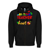 Black Being an au some teacher is a work of the heart Zipper Hoodie - FaDigitalArtStudio