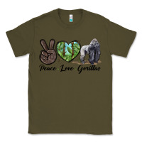 Army Green Peace Love Gorillas Classic Tee - LillyAllenDesigns