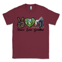 Burgundy Peace Love Gorillas Classic Tee - LillyAllenDesigns