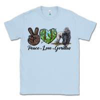 Dusty Blue Peace Love Gorillas Classic Tee - LillyAllenDesigns