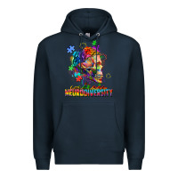 Navy Embrace neurodiversity Premium Hoodie - FaDigitalArtStudio