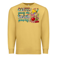 Antique Gold Coffee Gives Me Teacher Powers Premium Sweatshirt - CowhideDigitalArt