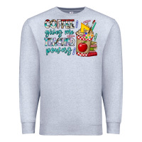 Heather Grey Coffee Gives Me Teacher Powers Premium Sweatshirt - CowhideDigitalArt