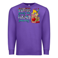 Purple Coffee Gives Me Teacher Powers Premium Sweatshirt - CowhideDigitalArt