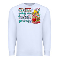 White Coffee Gives Me Teacher Powers Premium Sweatshirt - CowhideDigitalArt