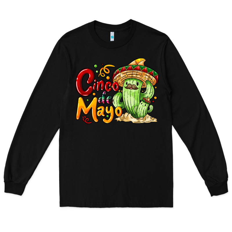 Cinco De Mayo With Cactus Long Sleeve Tee by NancyCooperArtShop | Teevron