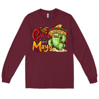 Burgundy Cinco de mayo with cactus Long Sleeve Tee - NancyCooperArtShop